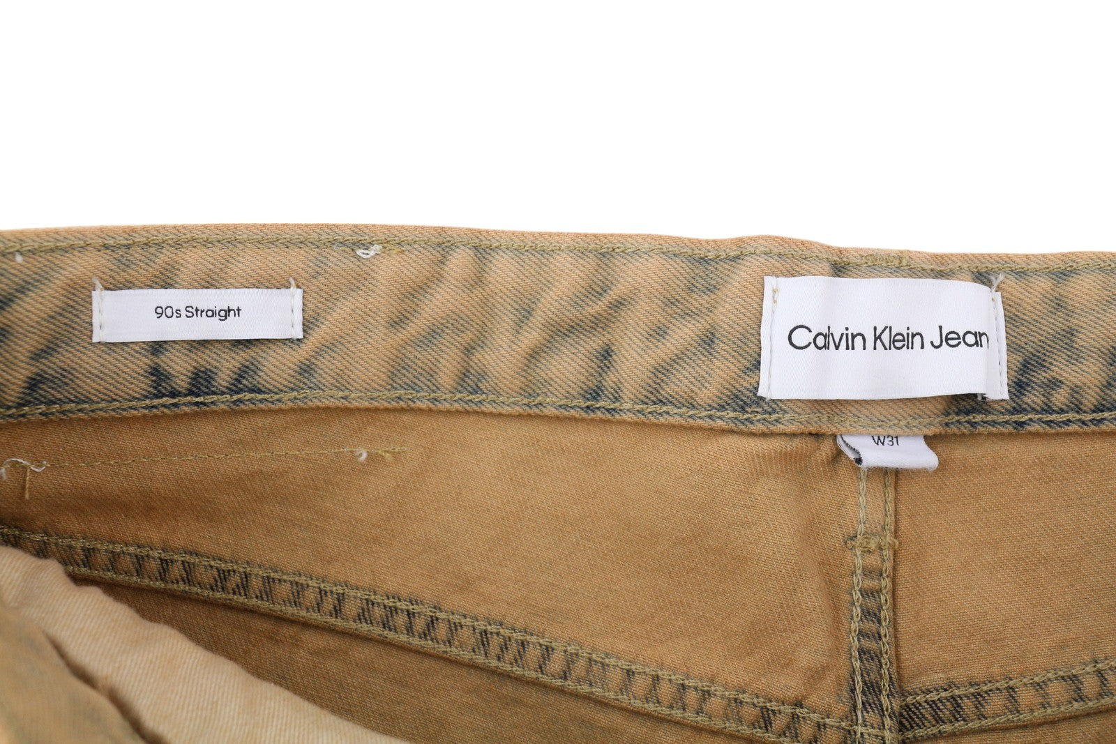 CALVIN KLEIN 90s Straight Men Jeans W31 Faded Brown Zip Fly Logo Denim RRP€119