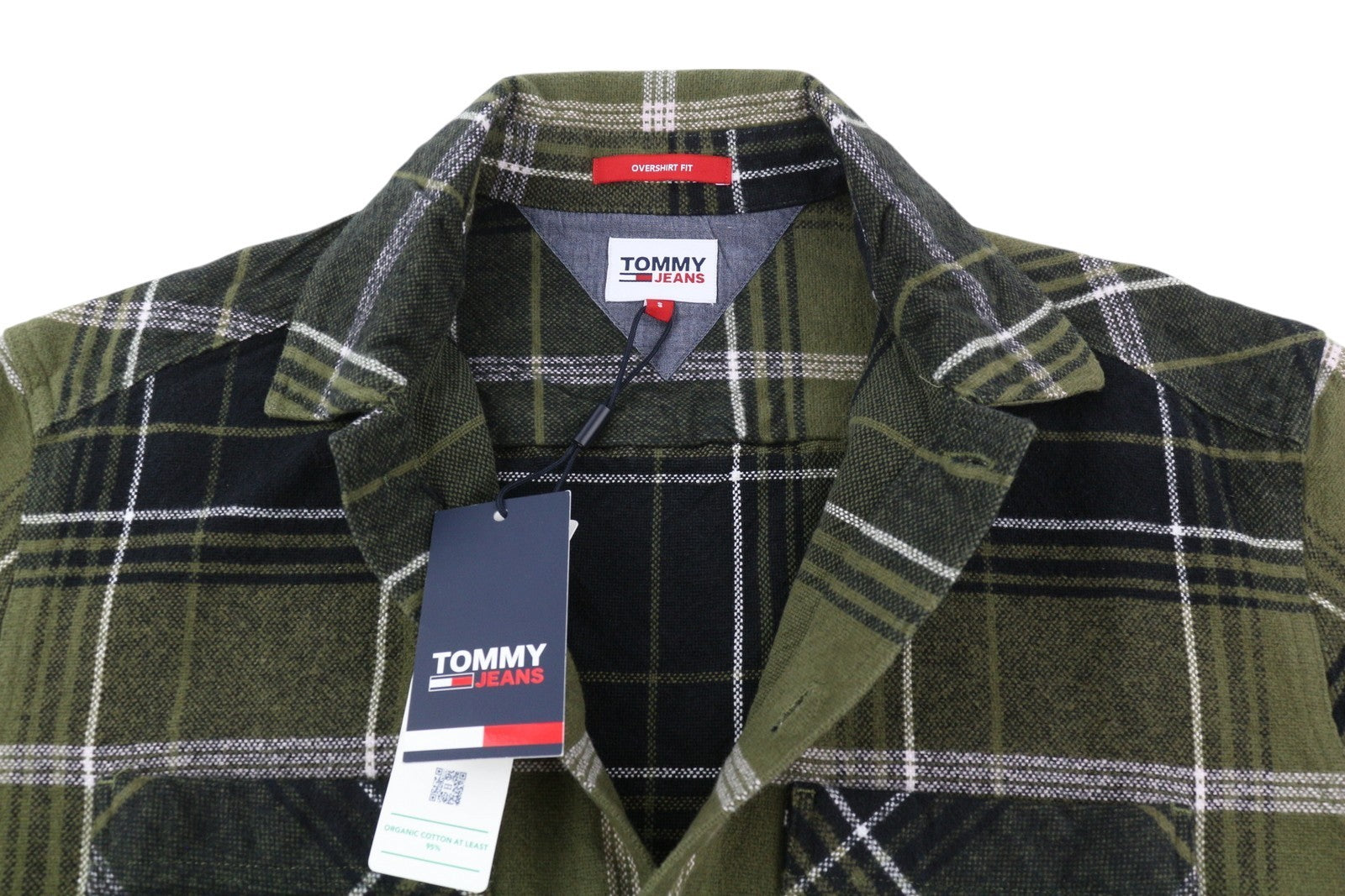 TOMMY HILFIGER Brushed Check Men Shirt S Overshirt Flannel Thick Button Green
