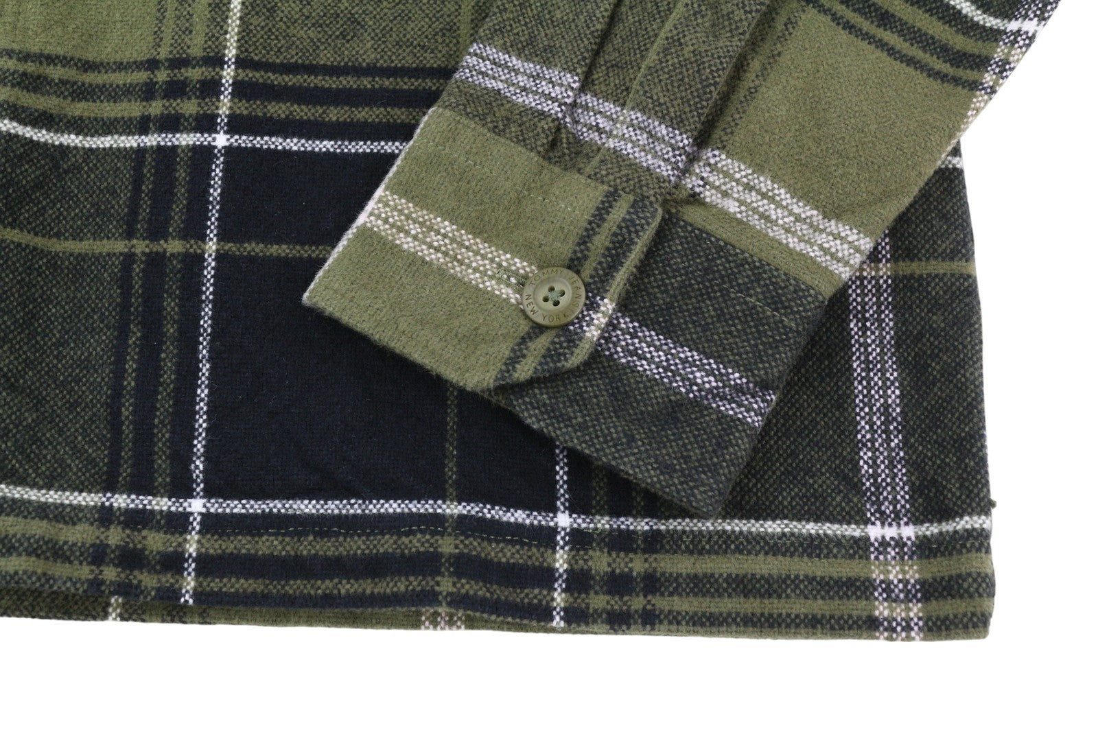 TOMMY HILFIGER Brushed Check Men Shirt S Overshirt Flannel Thick Button Green