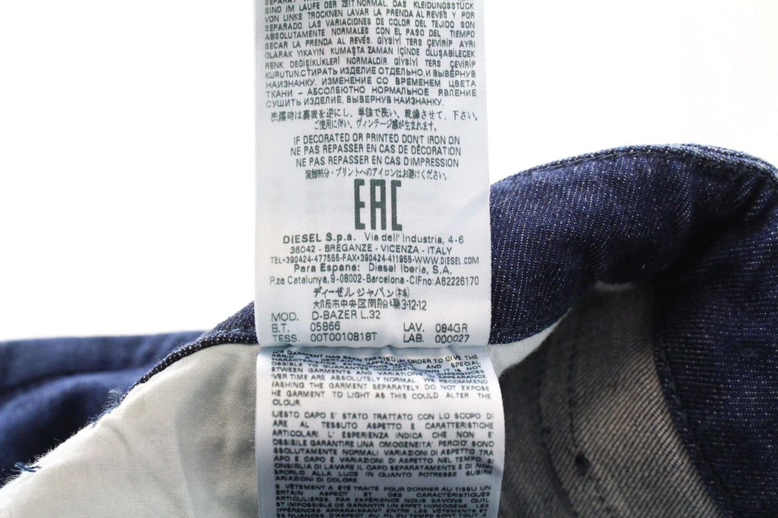 DIESEL D-Bazer 084GR Men's Tapered Washed Blue Cotton Stretch Jeans W29 L32