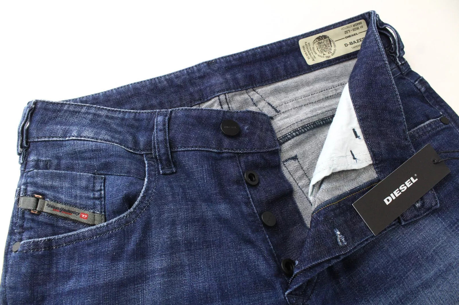 DIESEL D-Bazer 084GR Men's Tapered Washed Blue Cotton Stretch Jeans W29 L32