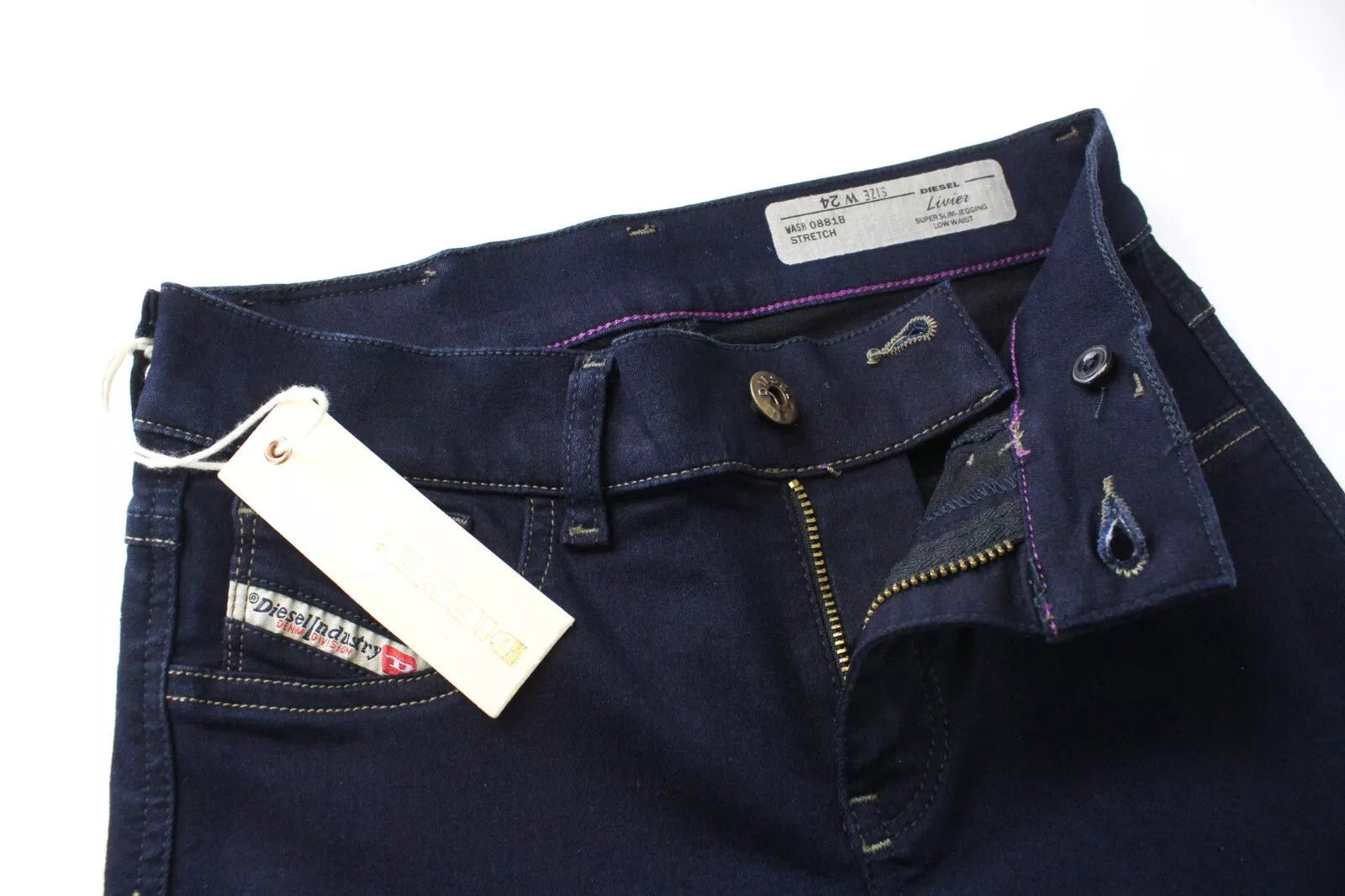 DIESEL Livier 0881B Women's W24 Jegging Stretch Blue Cotton Super Slim Fit