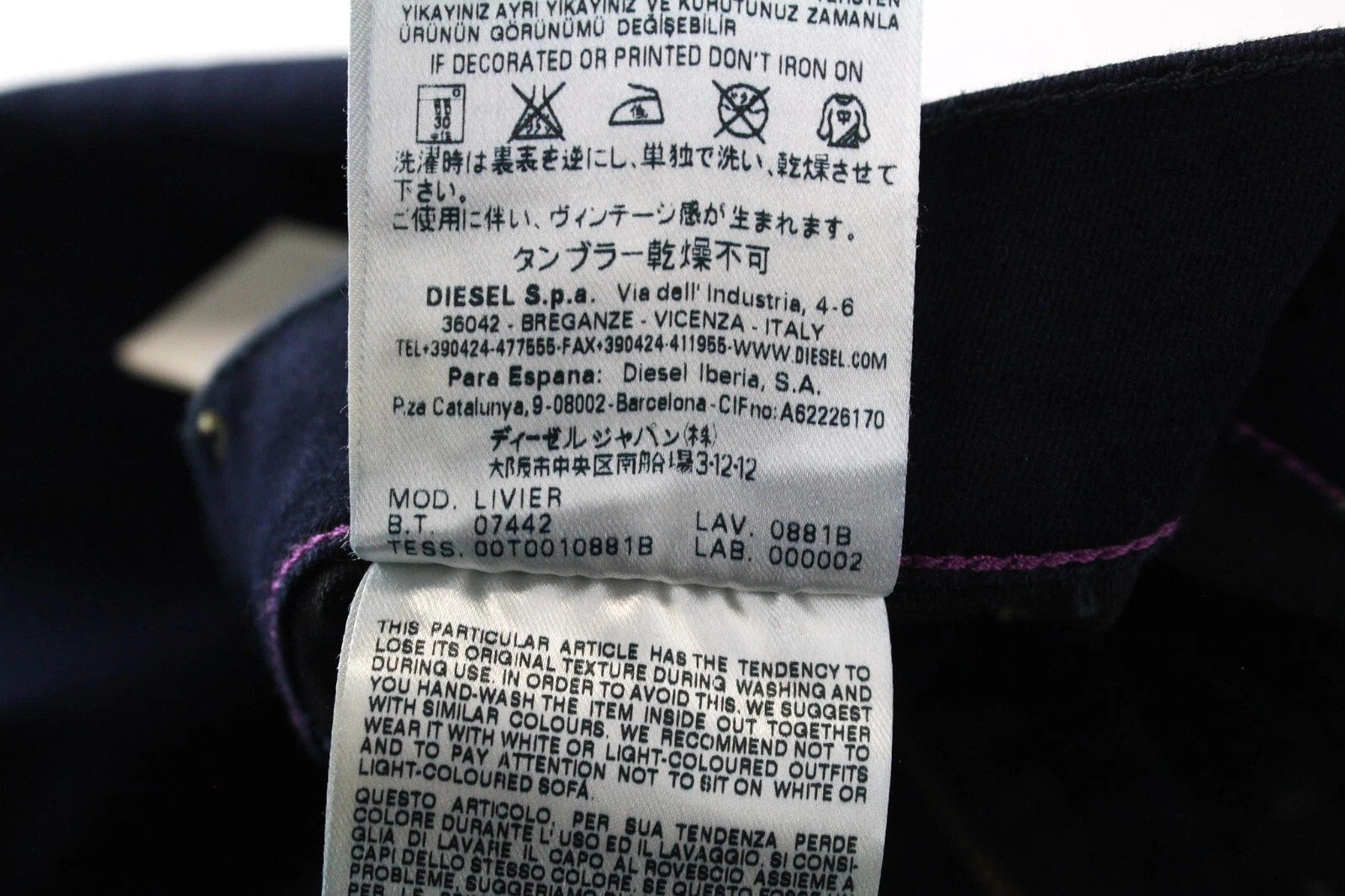 DIESEL Livier 0881B Women's W24 Jegging Stretch Blue Cotton Super Slim Fit