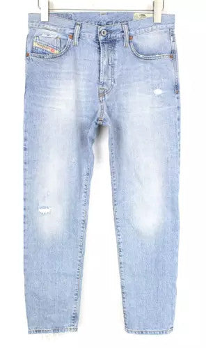 DIESEL Mharky 080AF Men's W29 L30 Distressed Blue Cotton Skinny Fit Jeans