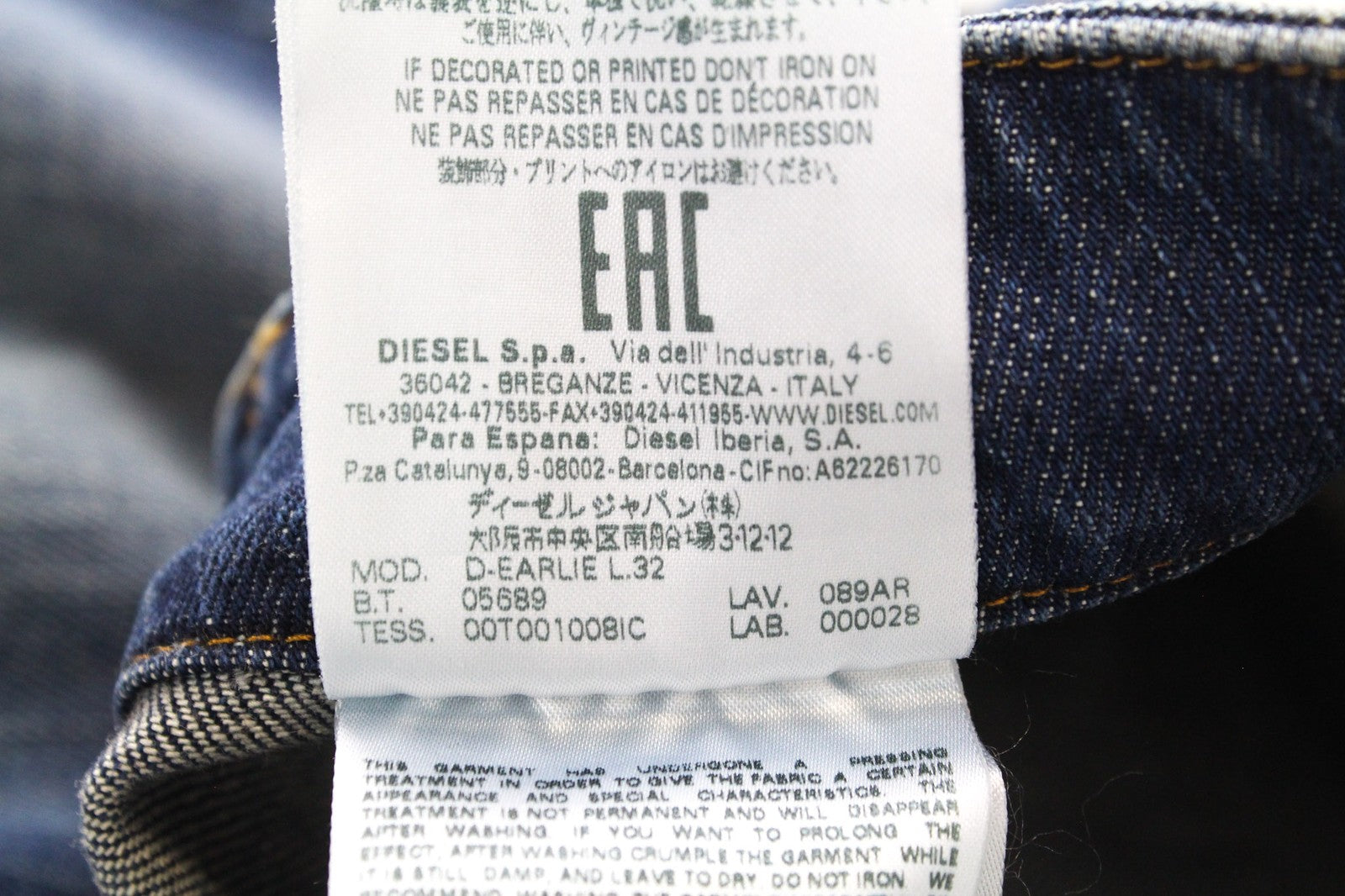 DIESEL D-Earlie 089AR Women's W25 L32 Cropped Stretch Blue Cotton Slim Jeans