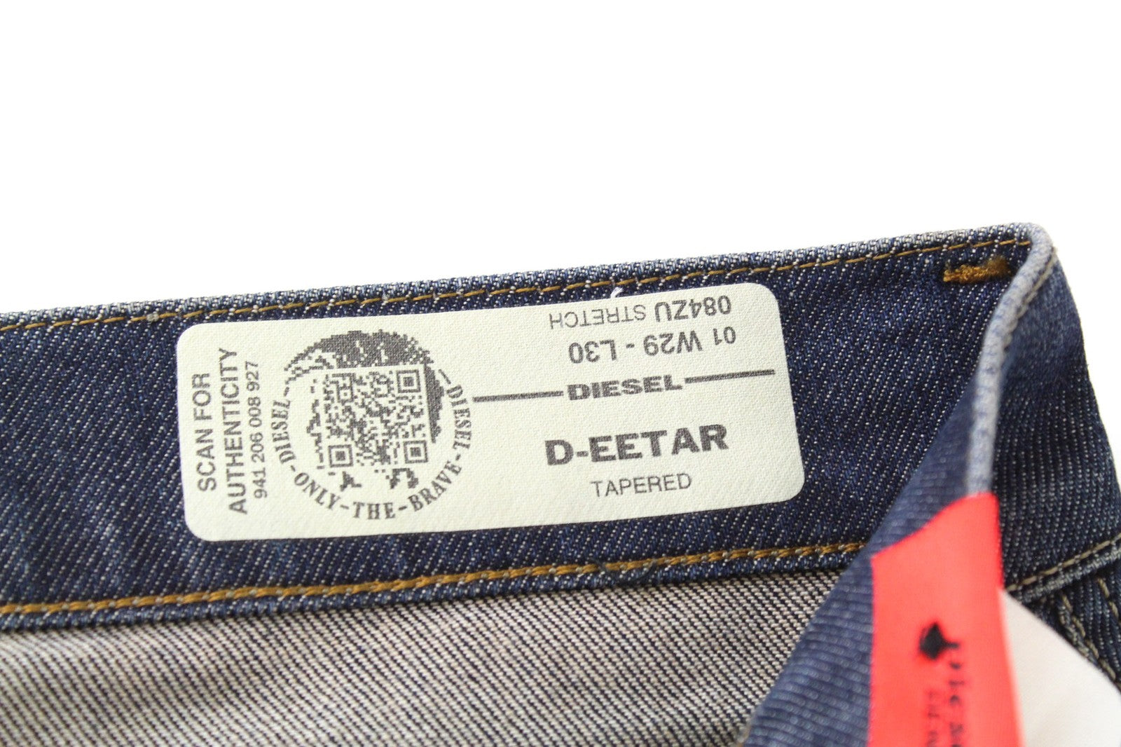 DIESEL D-Eetar 084ZU Men's W29 L30 Blue Cotton Tapered Fit Stretch Jeans