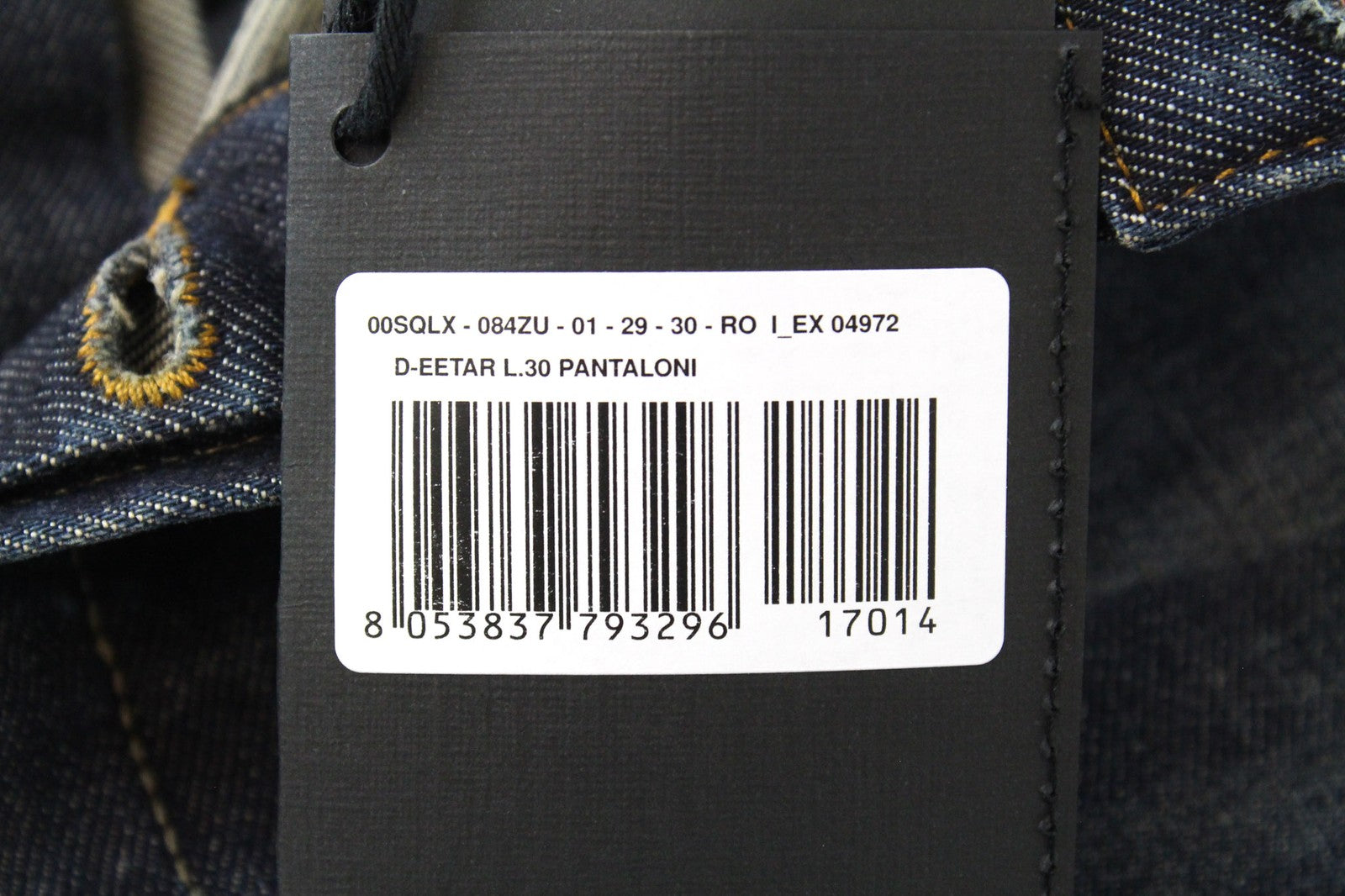 DIESEL D-Eetar 084ZU Men's W29 L30 Blue Cotton Tapered Fit Stretch Jeans