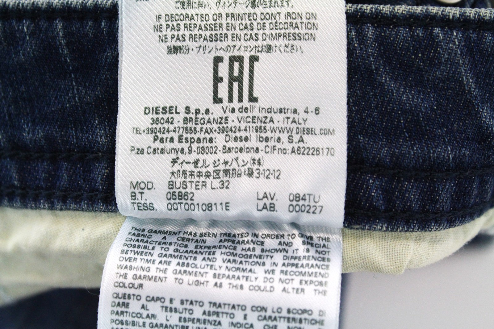 DIESEL Buster 084TU Men's Blue Cotton Stretch Slim Taper Fit Jeans W27 L32