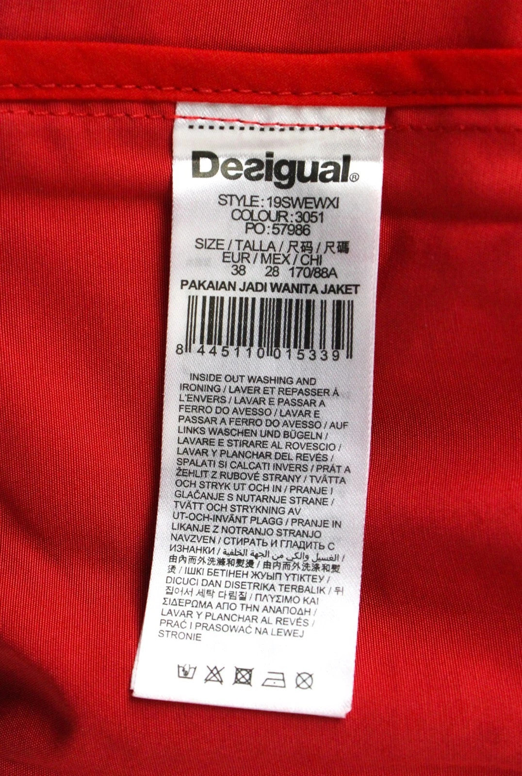 DESIGUAL Delphine Women's Red Snap Jacket UK10 Cotton Blend Light Layer