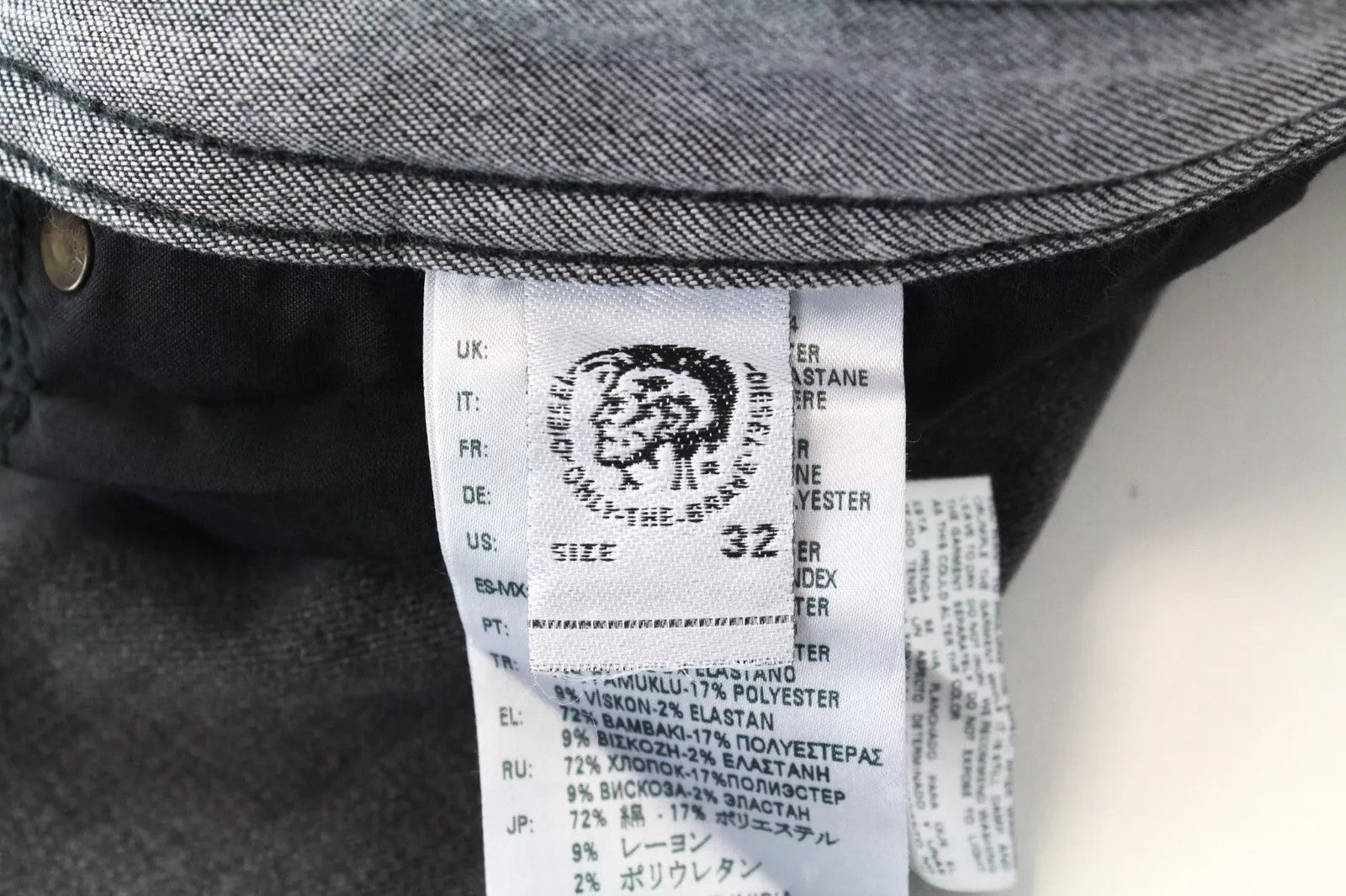 DIESEL Thommer 0687J Men's W32 L30 Slim Skinny Grey Cotton Jeans Stretch