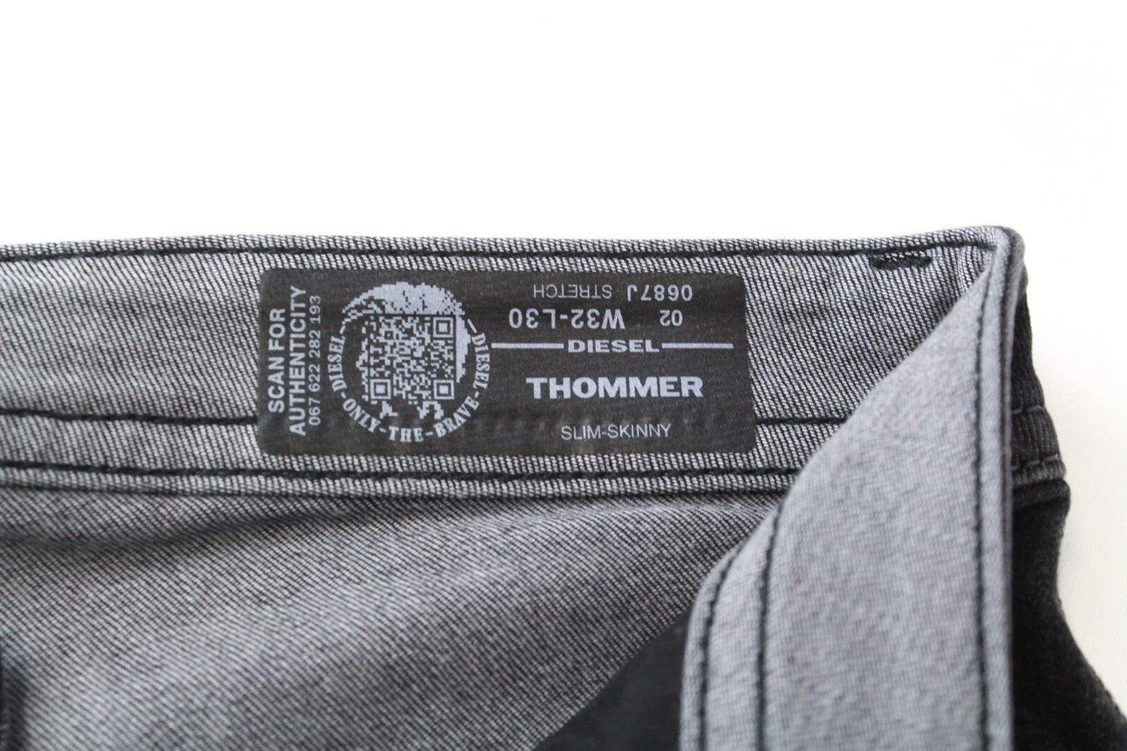 DIESEL Thommer 0687J Men's W32 L30 Slim Skinny Grey Cotton Jeans Stretch