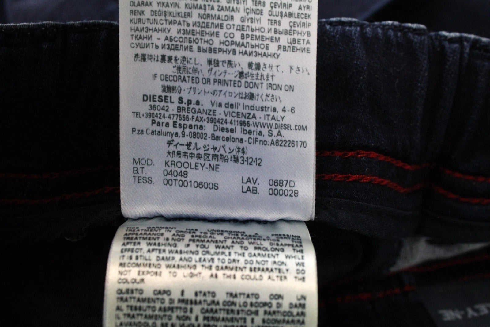 DIESEL Krooley-NE 0687D Men's W26 Sweat Blue Stretch Jogg Carrot Jeans Slim