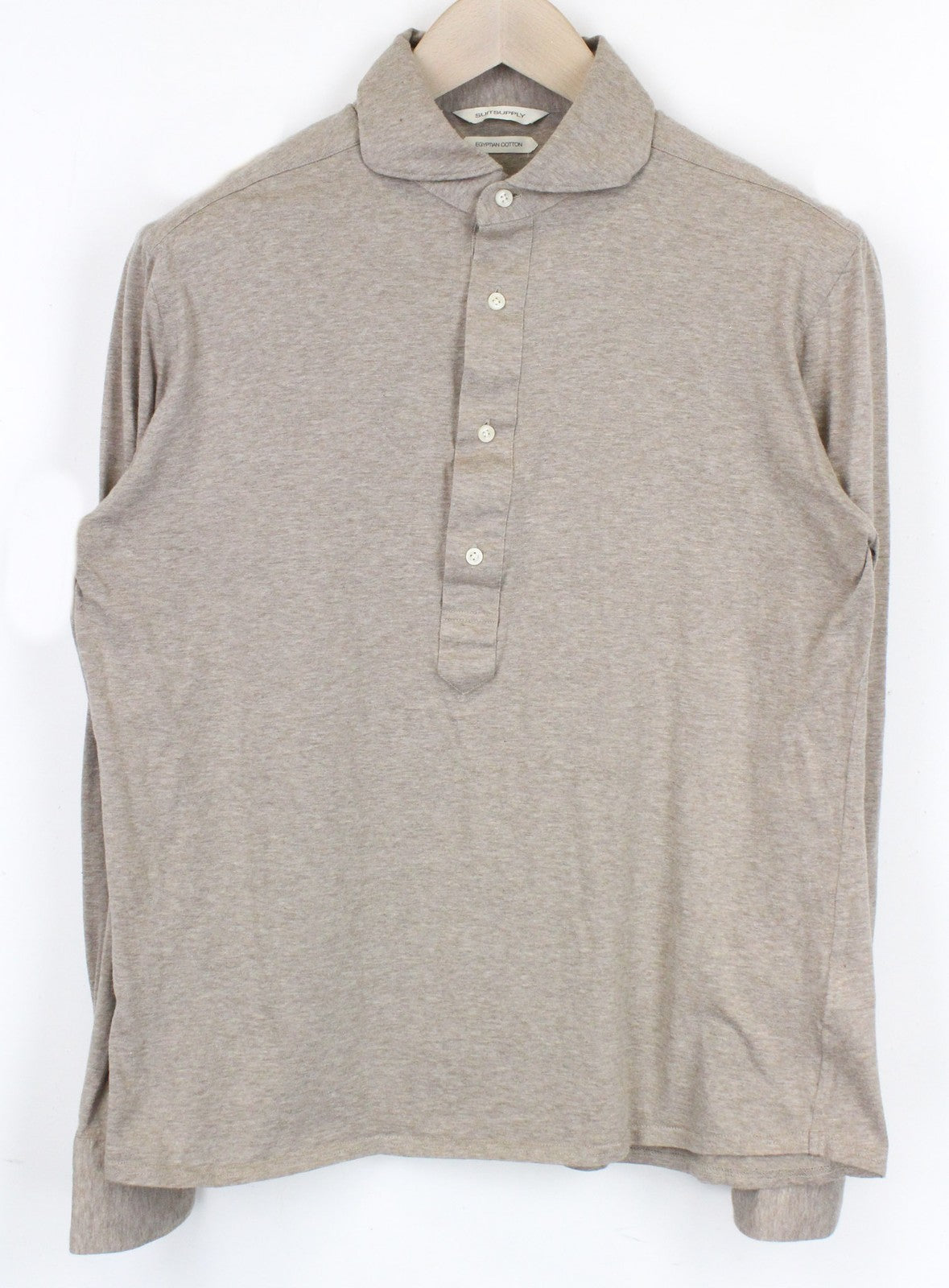 SUITSUPPLY Men's Cutaway Shirt 41/16-42/16.5 Slim Brown Casual Melange Polo