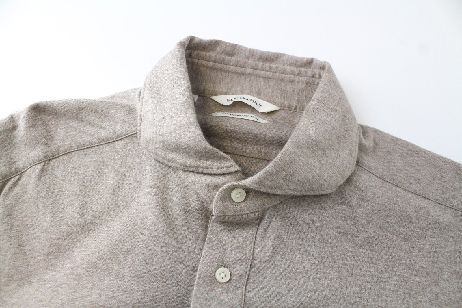 SUITSUPPLY Men's Cutaway Shirt 41/16-42/16.5 Slim Brown Casual Melange Polo