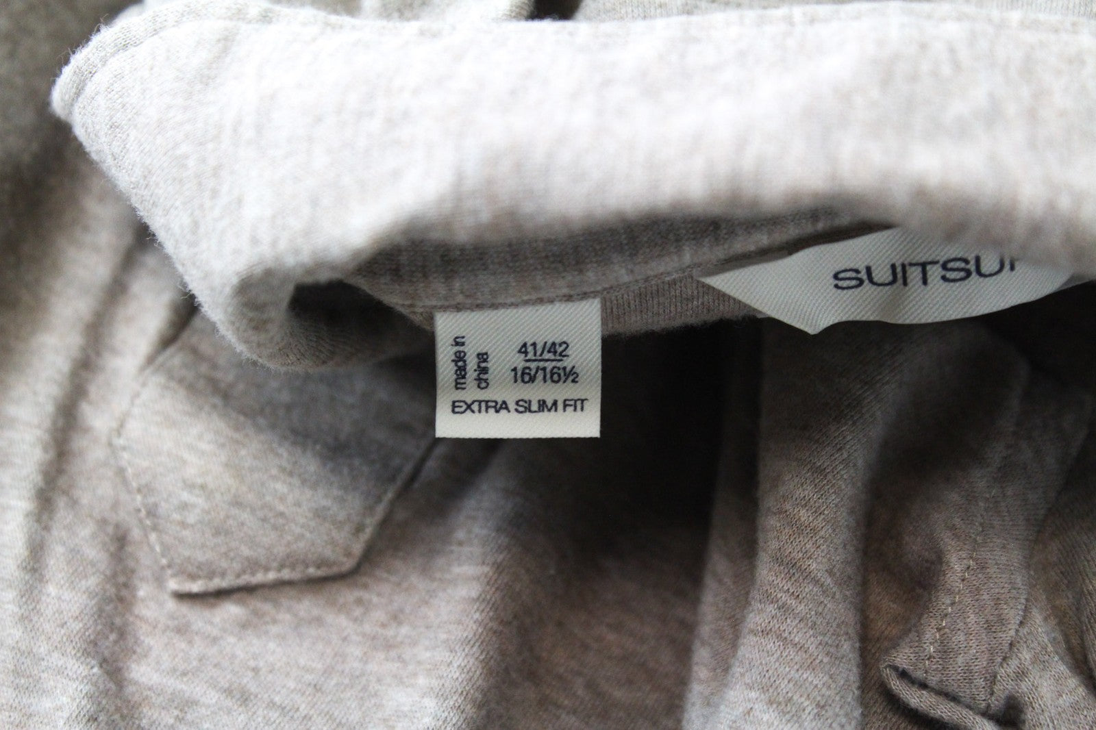 SUITSUPPLY Men's Cutaway Shirt 41/16-42/16.5 Slim Brown Casual Melange Polo