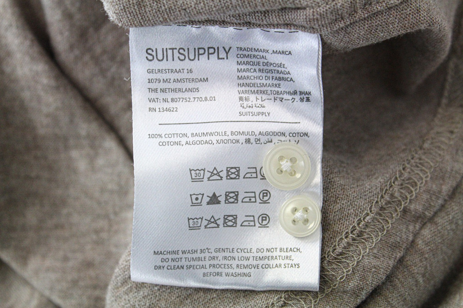 SUITSUPPLY Men's Cutaway Shirt 41/16-42/16.5 Slim Brown Casual Melange Polo