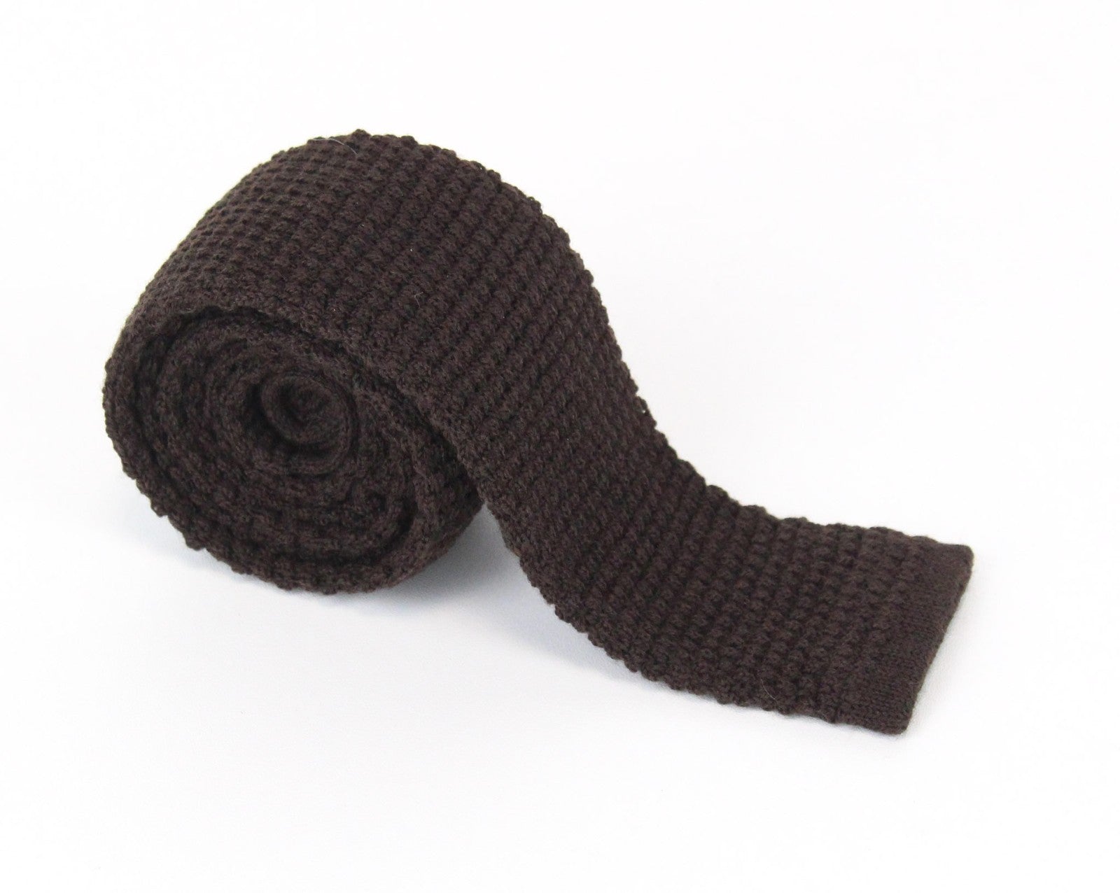 SUITSUPPLY Men's Tie ~150x4.5 cm Brown Wool Knit Squared-End Formal