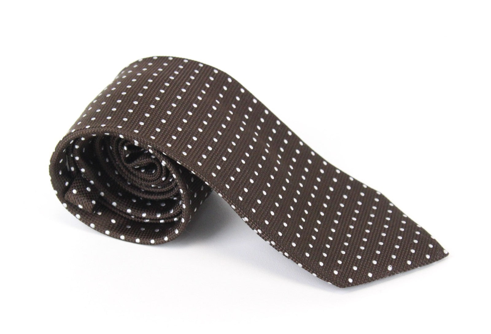 SUITSUPPLY Men's Tie 148x8 cm Brown Knit Silk Polka Dot Pointed-End