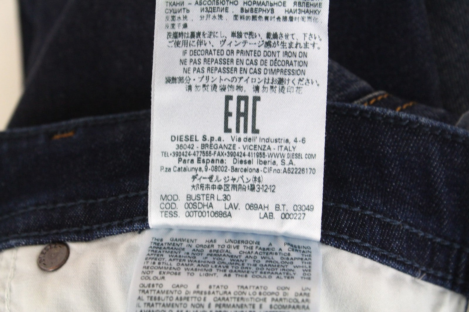 DIESEL Buster 069AH Men's Jeans W27/L30 Blue Slim Tapered Distressed