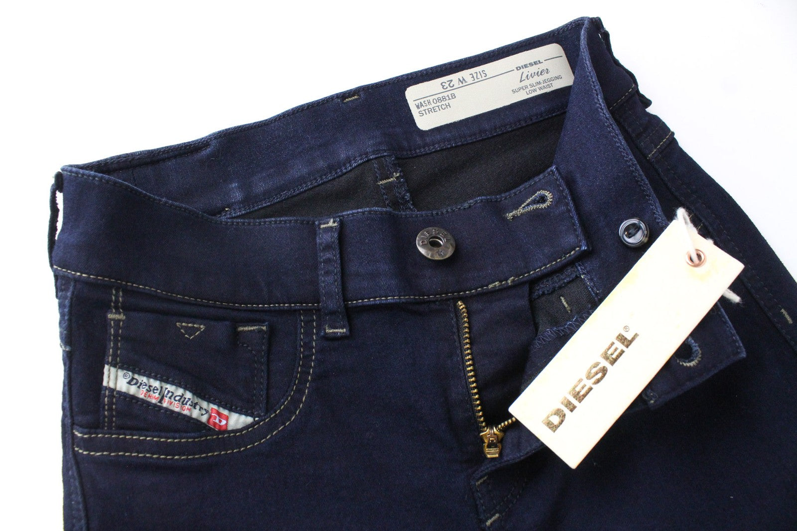 DIESEL Livier 0881B Women's Jeggings W23 Blue Stretch Fit Super Slim