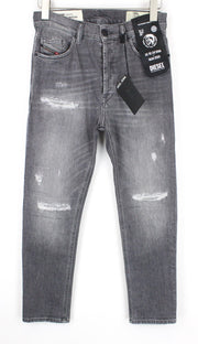 DIESEL D-Eetar 0890F Men's Jeans W27/L30 Grey Ripped Cotton Tapered Fit