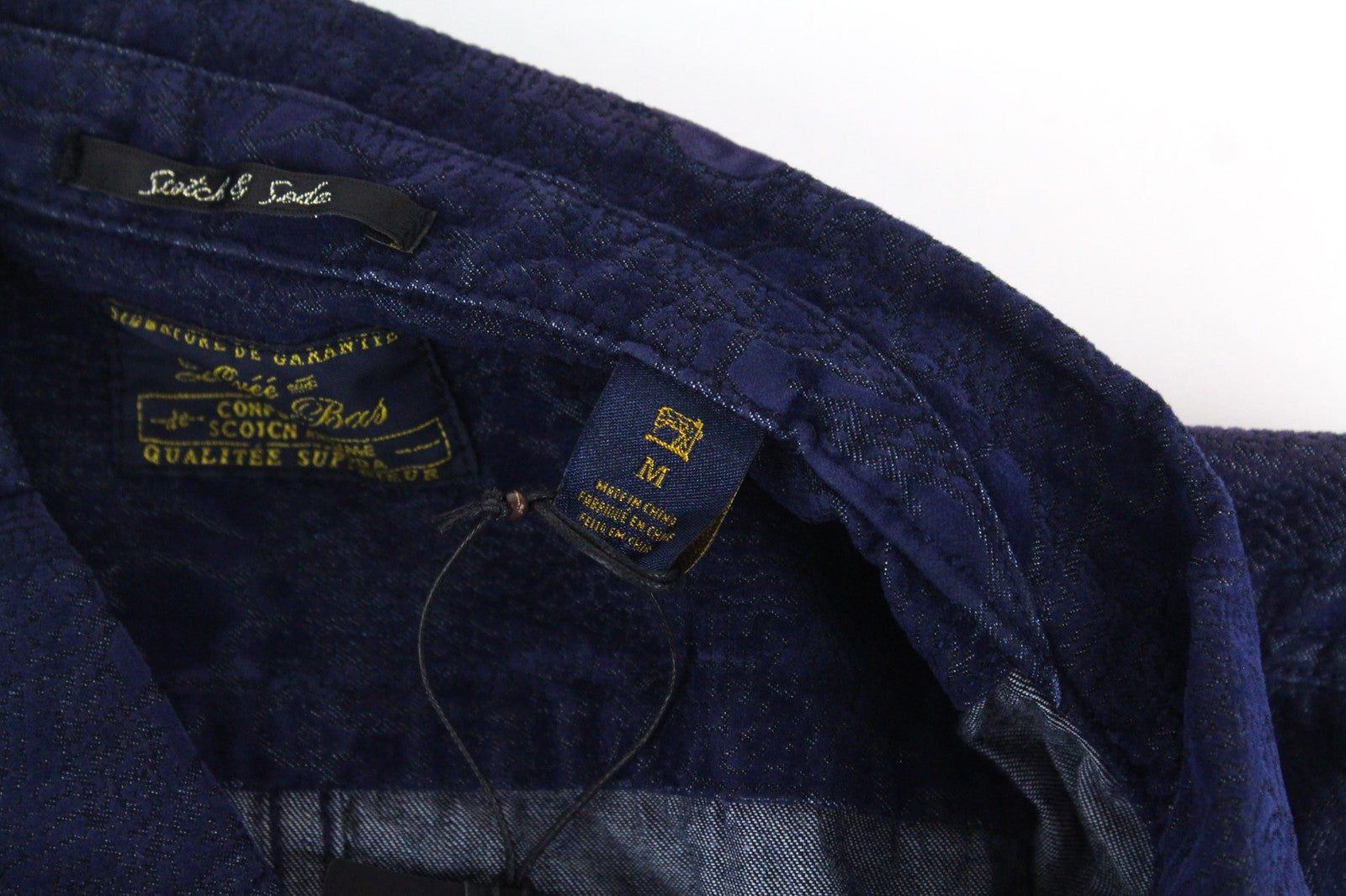 SCOTCH & SODA Men's M Shirt Dark Blue Cotton Melange Twill Classic