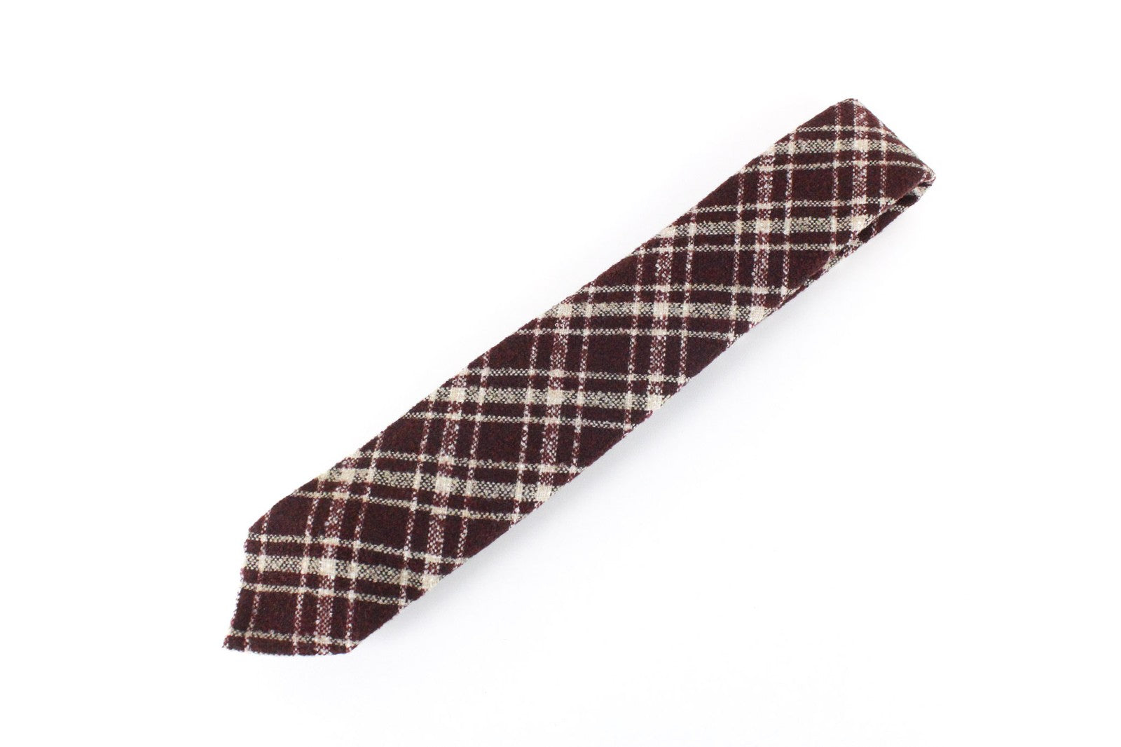 SUITSUPPLY Men's Wine Red Tie ~150x8 cm Knit Plaid Check Wool Pointed