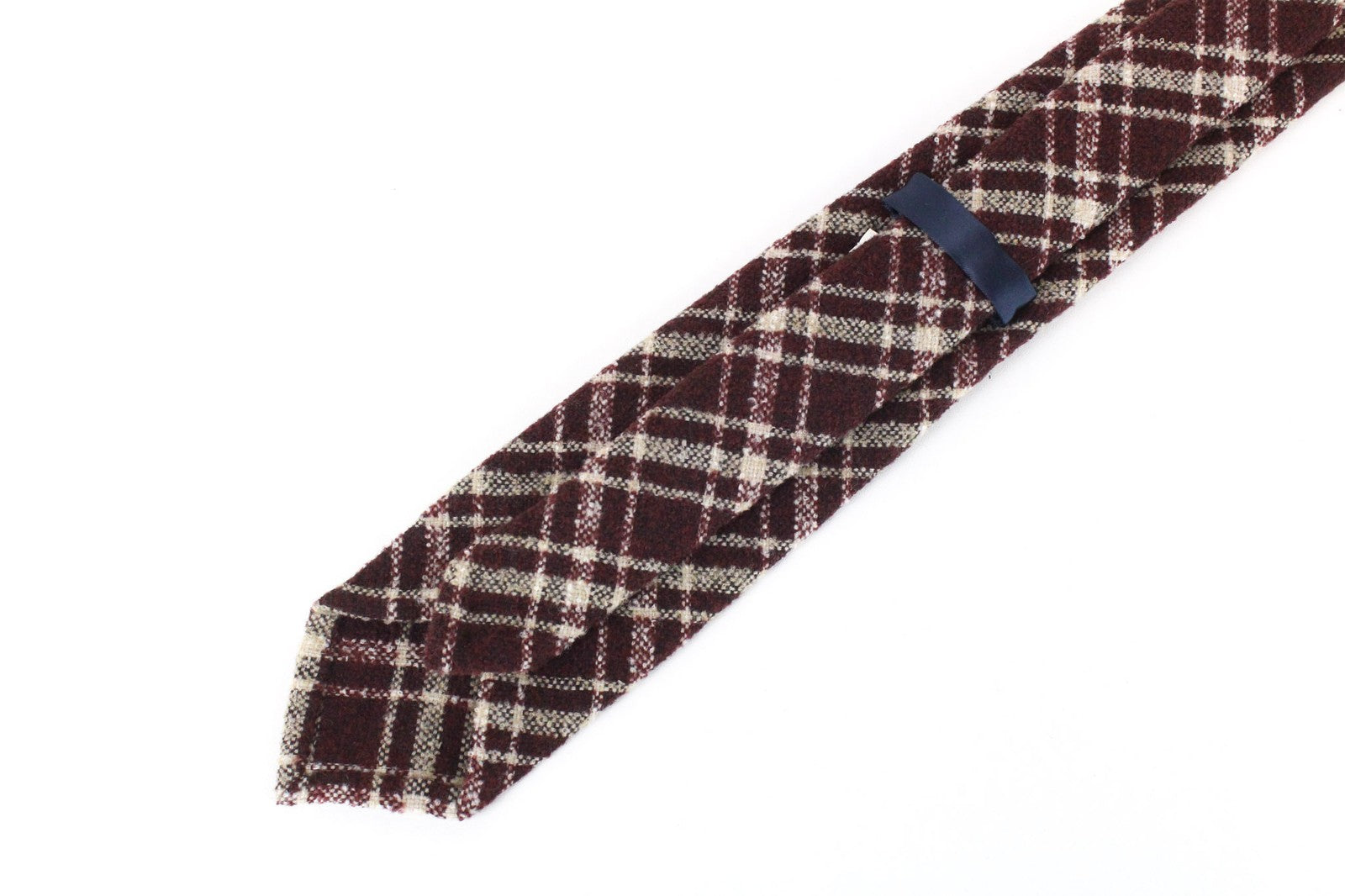 SUITSUPPLY Men's Wine Red Tie ~150x8 cm Knit Plaid Check Wool Pointed