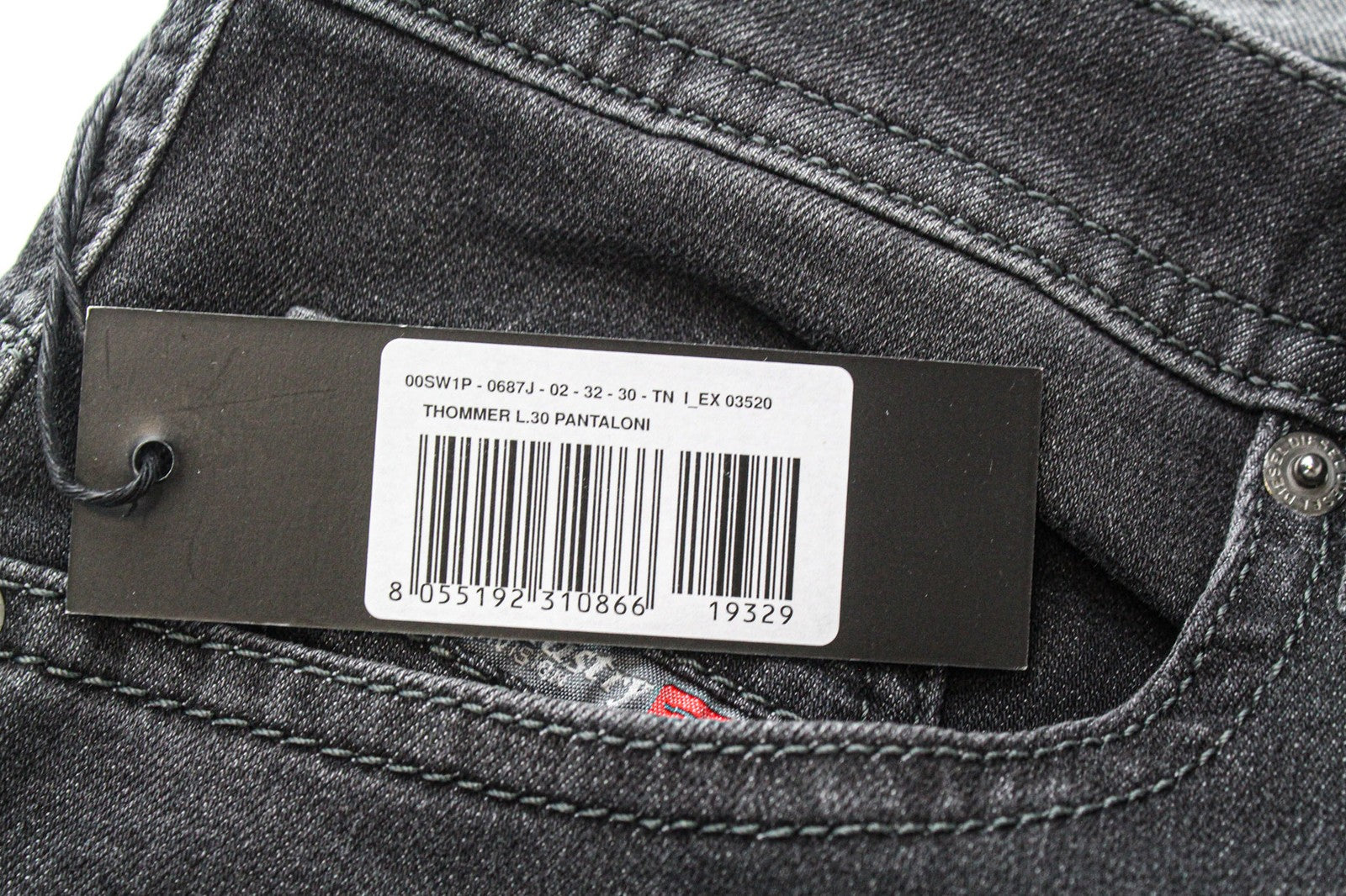 DIESEL Thommer 0687J Men's Jeans W32/L30 Dark Grey Cotton Slim Skinny