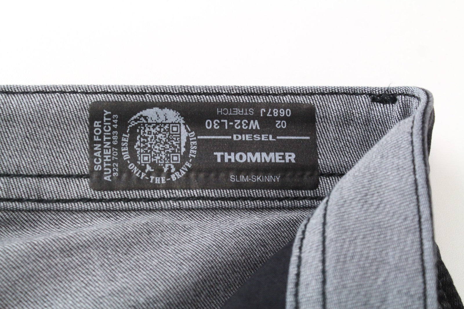 DIESEL Thommer 0687J Men's Jeans W32/L30 Dark Grey Cotton Slim Skinny