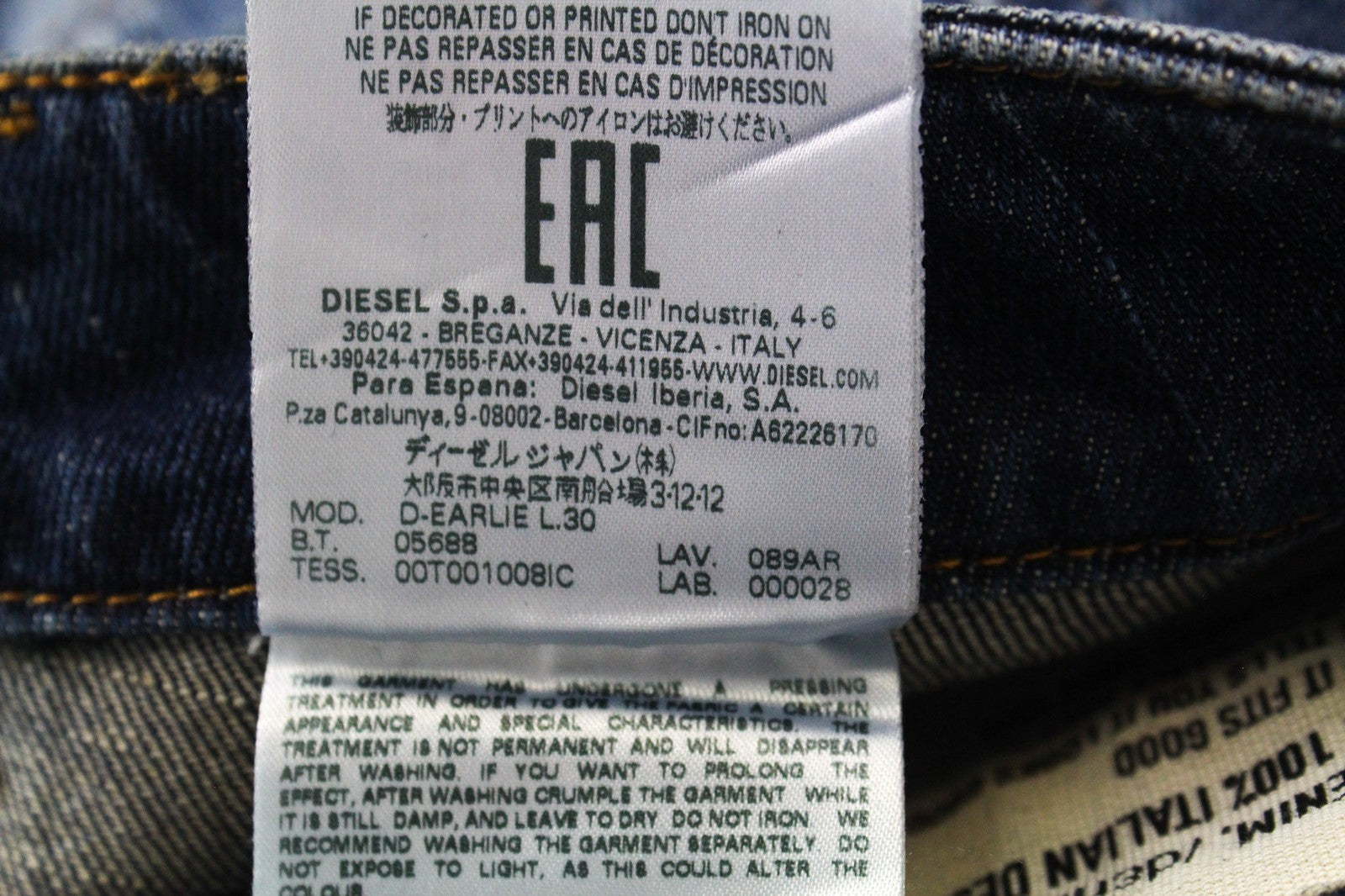 DIESEL D-Earlie 089AR Women's Jeans W23/L30 Blue Cropped Cotton Stretch