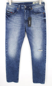 DIESEL Buster 081AQ Men's Jeans W29/L32 Blue Slim Tapered Distressed