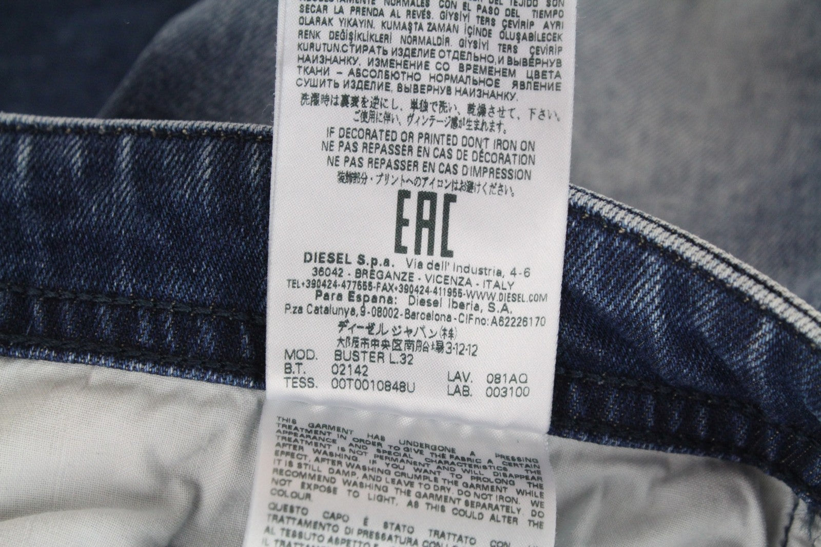 DIESEL Buster 081AQ Men's Jeans W29/L32 Blue Slim Tapered Distressed