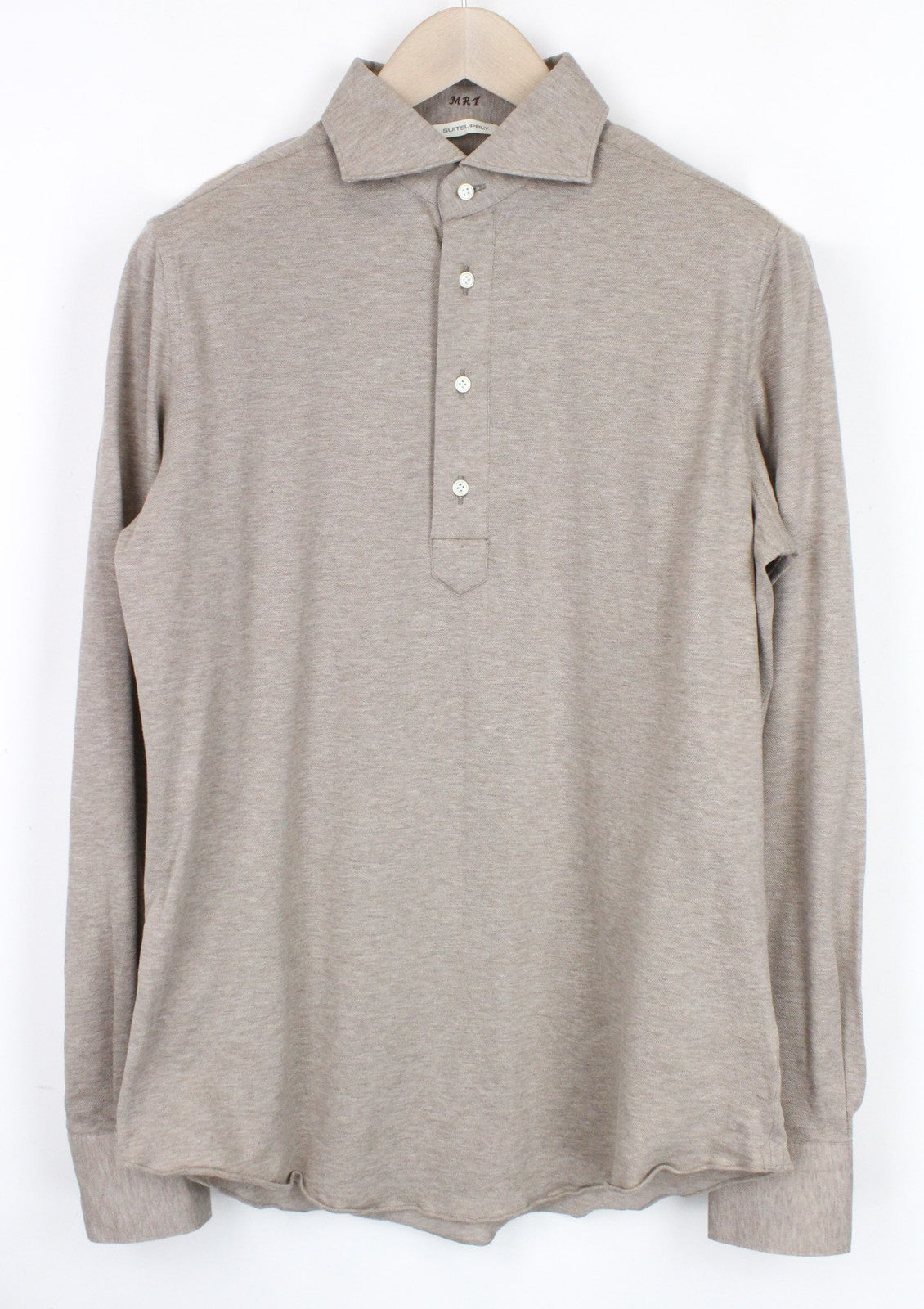 SUITSUPPLY Men's ~S Polo Shirt Extra Slim Fit Brown Melange Smart Cotton