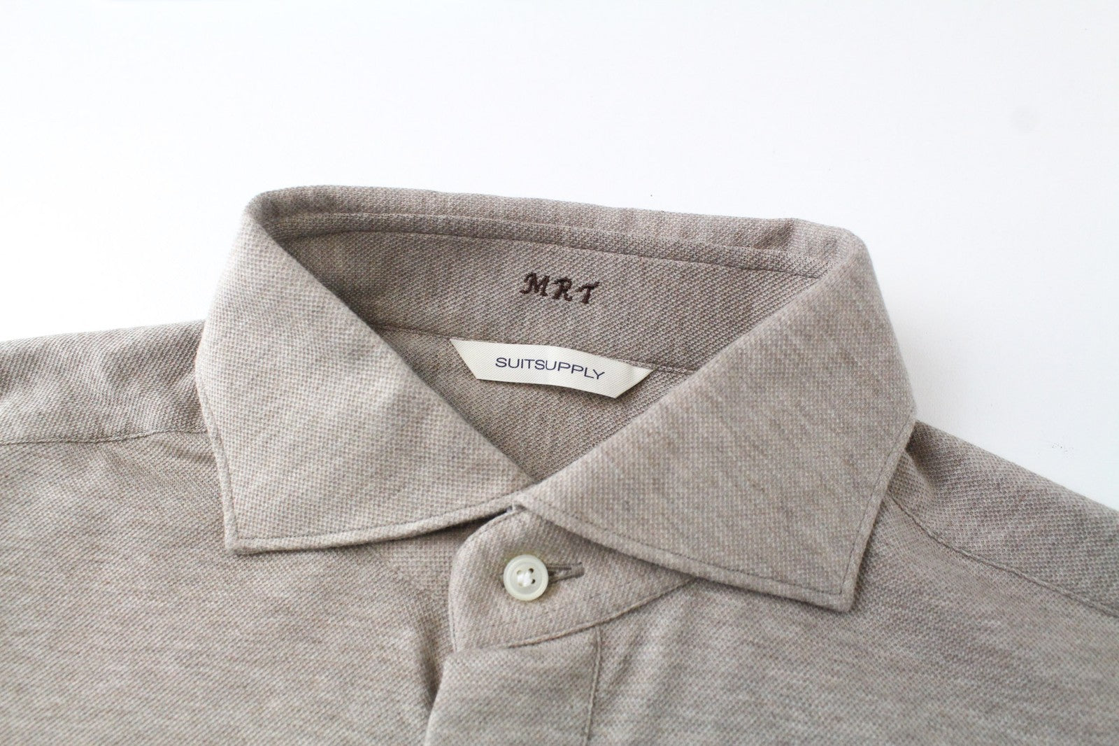 SUITSUPPLY Men's ~S Polo Shirt Extra Slim Fit Brown Melange Smart Cotton