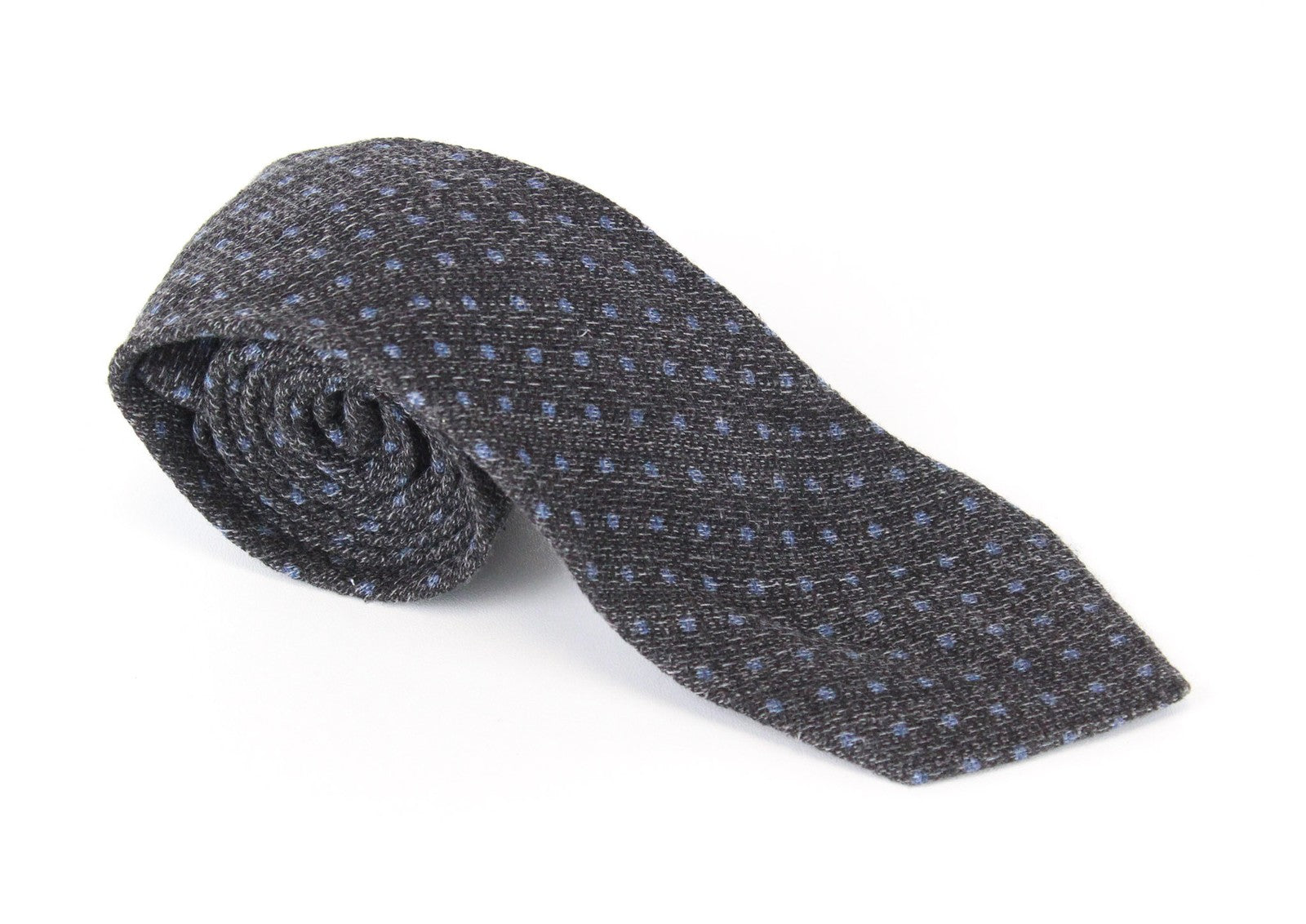 SUITSUPPLY Men's Wool Silk Tie ~150x8 cm Grey Knit Polka Dot Formal
