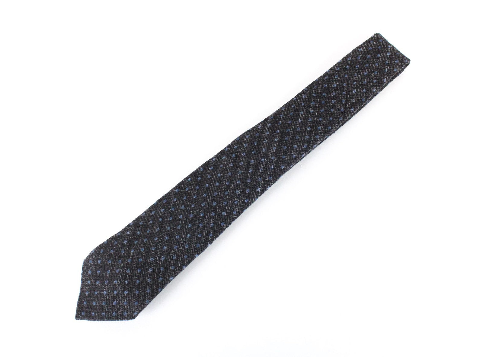 SUITSUPPLY Men's Wool Silk Tie ~150x8 cm Grey Knit Polka Dot Formal