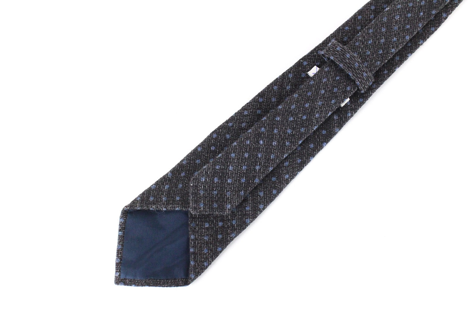 SUITSUPPLY Men's Wool Silk Tie ~150x8 cm Grey Knit Polka Dot Formal