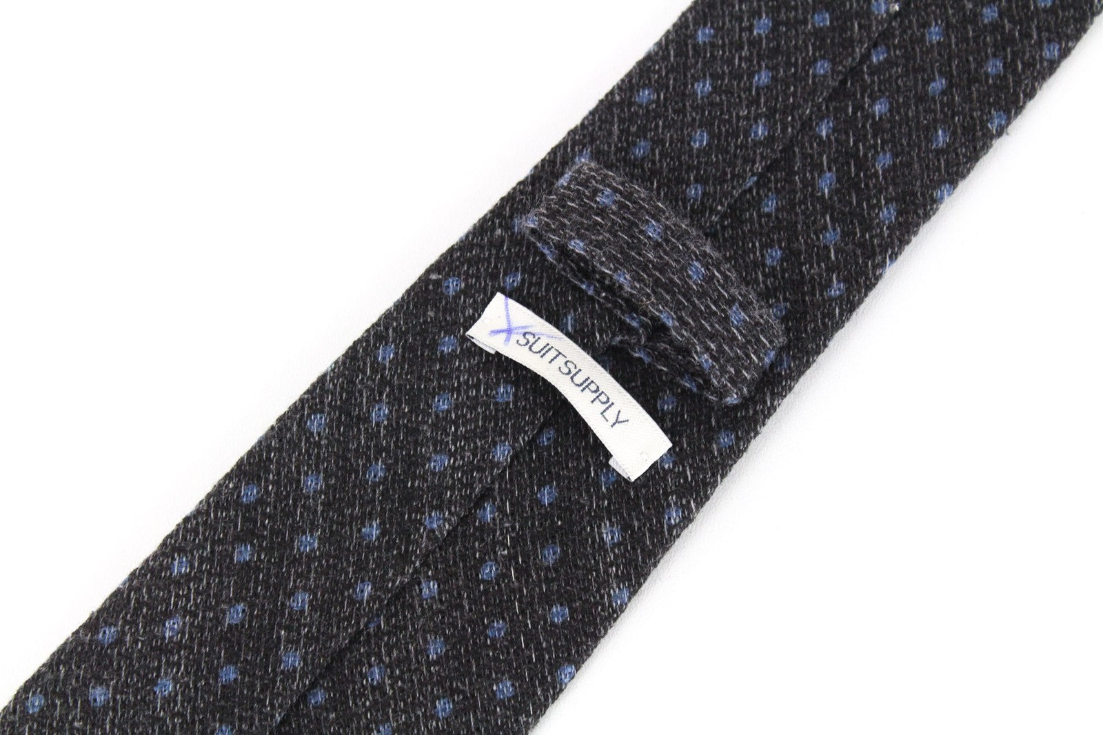 SUITSUPPLY Men's Wool Silk Tie ~150x8 cm Grey Knit Polka Dot Formal