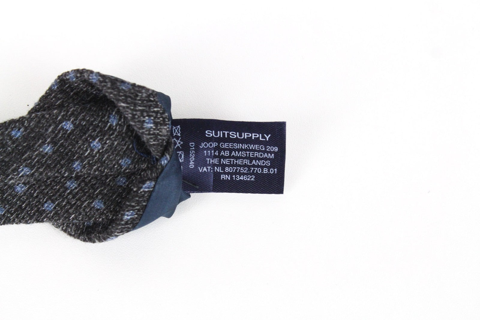SUITSUPPLY Men's Wool Silk Tie ~150x8 cm Grey Knit Polka Dot Formal