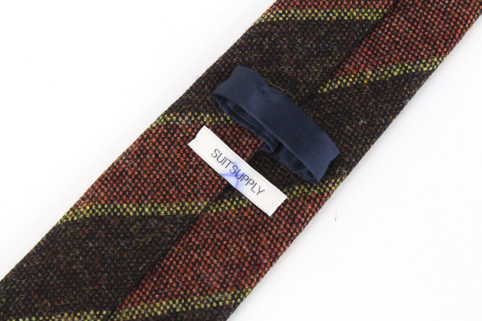 SUITSUPPLY Men's Tie ~150x8 cm Brown Wool Striped Pointed-End Formal