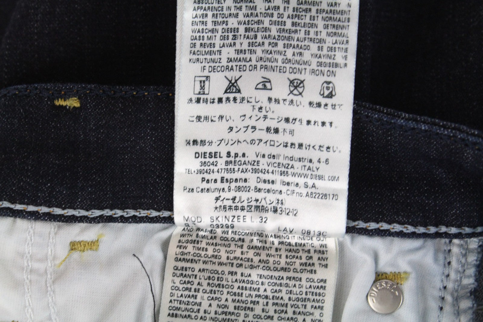 DIESEL Skinzee 0813C Women's W23/L32 Super Slim Stretch Skinny Blue Jeans