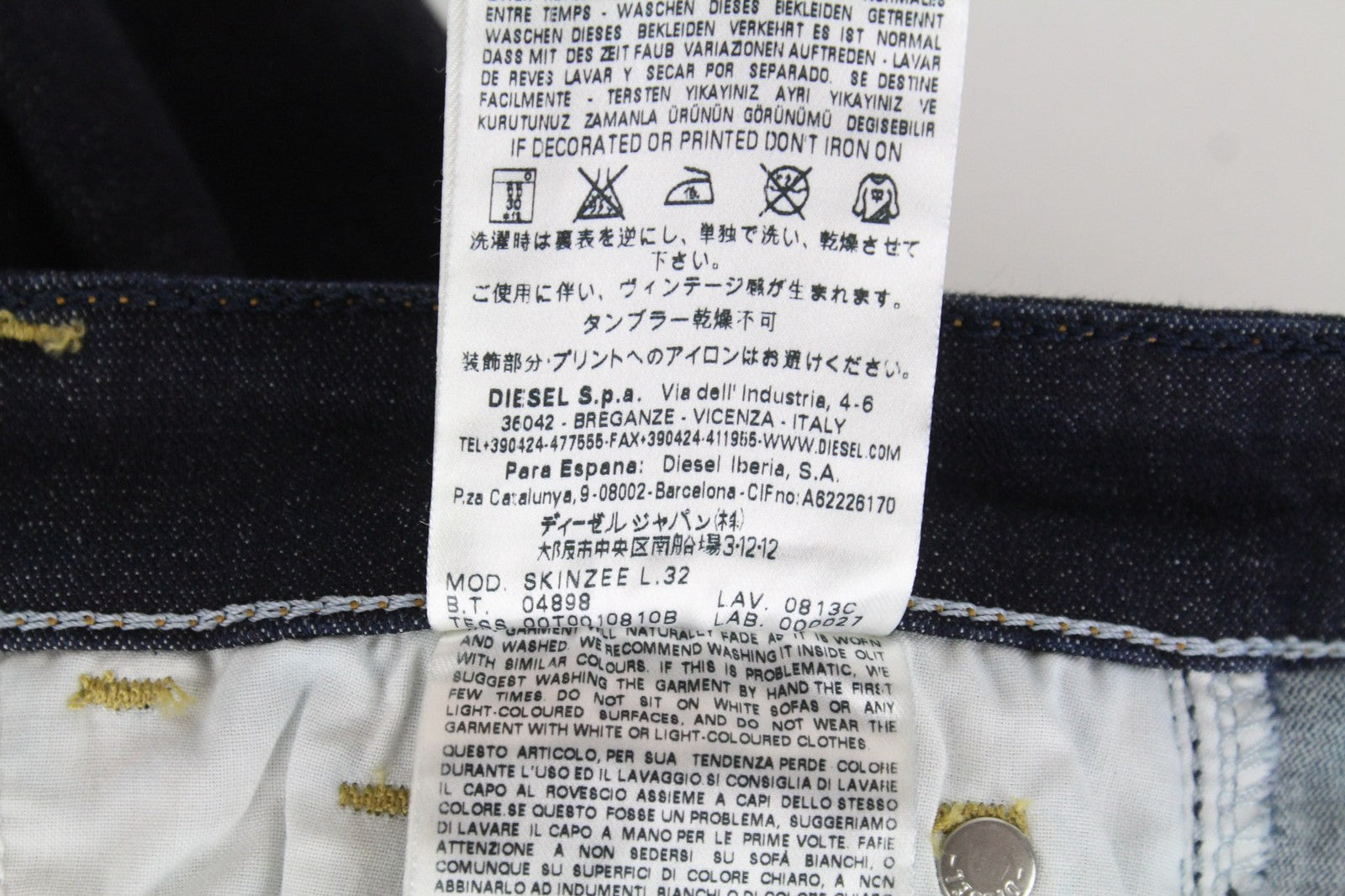 DIESEL Skinzee 0813C Women's W25/L32 Skinny Fit Mid Blue Stretch Jeans