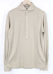 SUITSUPPLY Men's Cutaway Top 39/15.5-40/15.75 Beige Slim Fit Cotton Polo