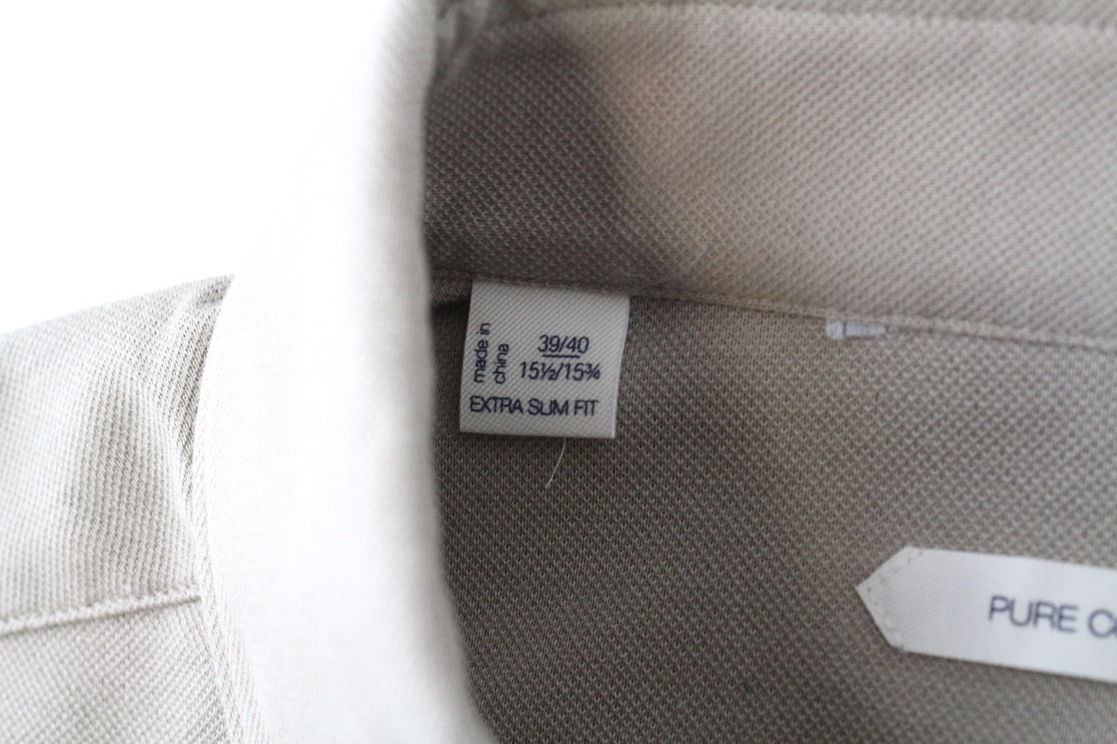 SUITSUPPLY Men's Cutaway Top 39/15.5-40/15.75 Beige Slim Fit Cotton Polo