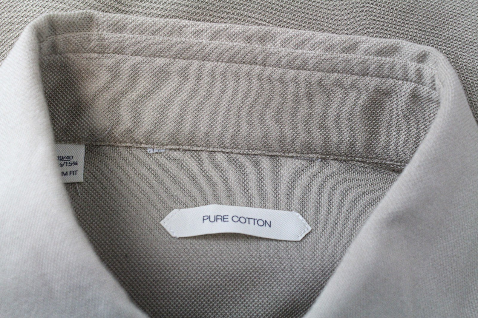 SUITSUPPLY Men's Cutaway Top 39/15.5-40/15.75 Beige Slim Fit Cotton Polo