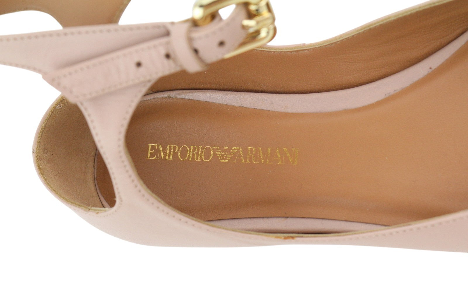 EMPORIO ARMANI X3D224 Women Flats EU37 Light Pink Square Toe Ballerina Casual