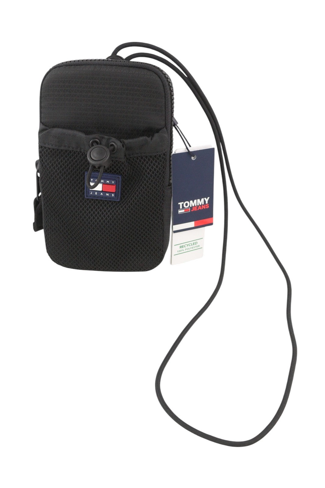 TOMMY HILFIGER Modern Tech Phone Pouch Men Bag Black Zipper Drawstring Unisex