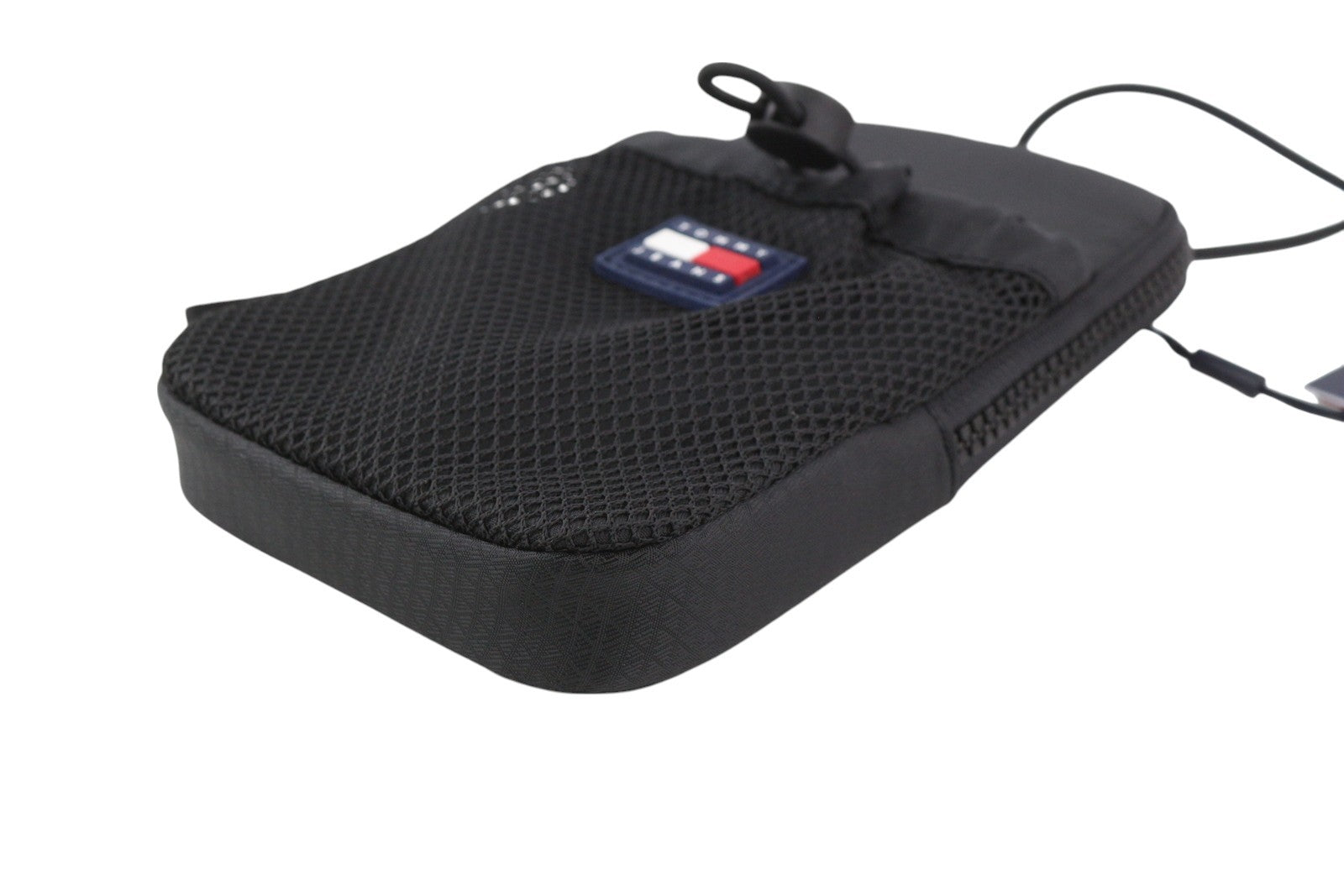 TOMMY HILFIGER Modern Tech Phone Pouch Men Bag Black Zipper Drawstring Unisex
