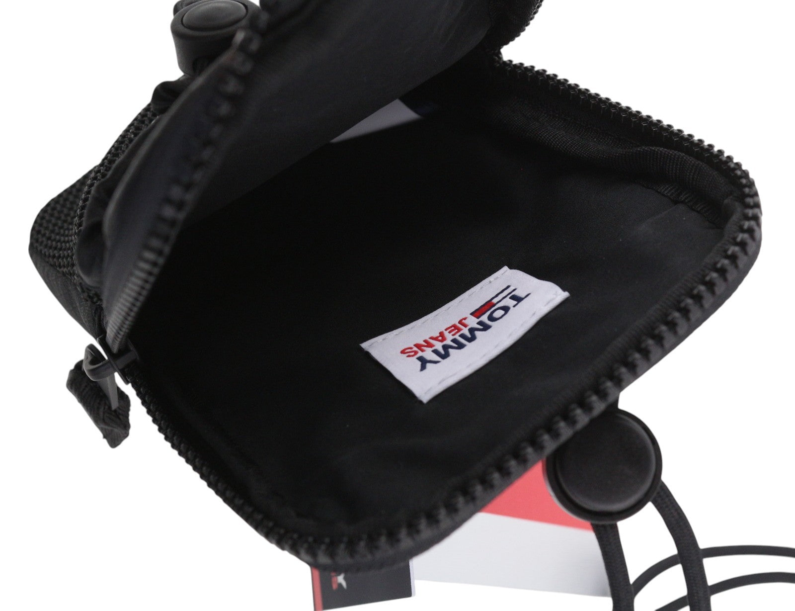 TOMMY HILFIGER Modern Tech Phone Pouch Men Bag Black Zipper Drawstring Unisex